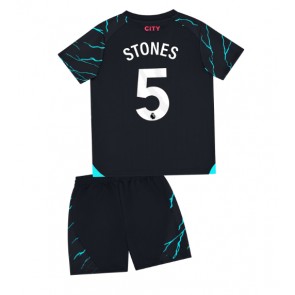 Lacne Dětský Futbalové dres Manchester City John Stones #5 2023-24 Krátky Rukáv - Tretina (+ trenírky)